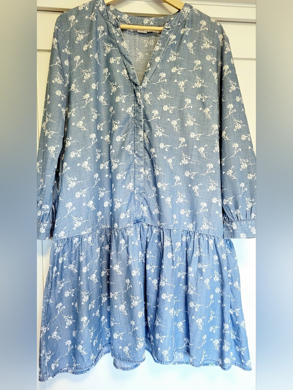 Womens' Blue Floral Cotton Dress Size 14/16